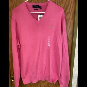 NWT Ralph Lauren Pima Cotton V- Neck Sweater L